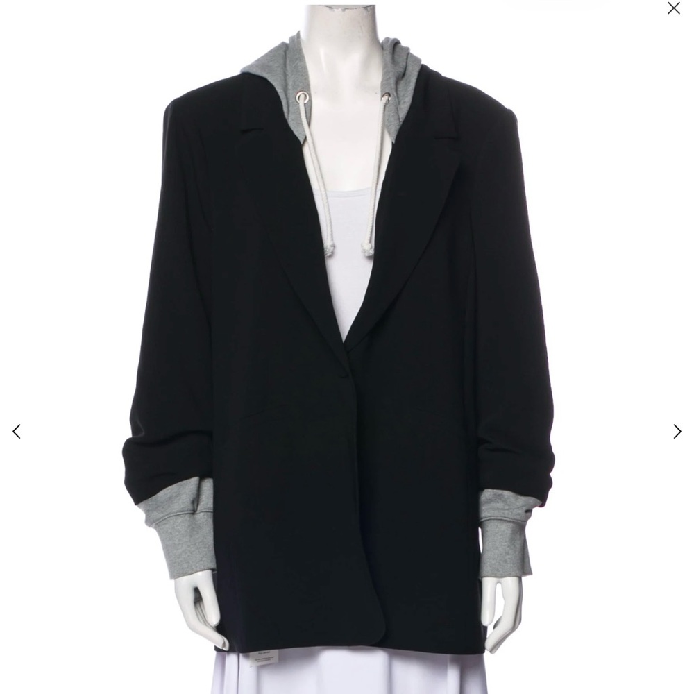 Cinq à Sept Khloe Hooded Blazer with Grey Sweatshirt Detail Size 16 EUC